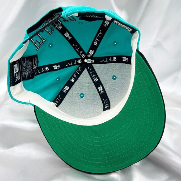 New Era 9FIFTY Florida Marlins Snapback Hat - Teal & Black Retro Style Cap - Picture 5 of 6
